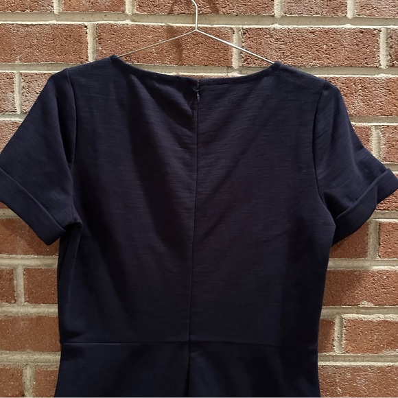 J Crew Dress Ponte Aline Navy Blue Size 8 Zipper Short Sleeve - Picture 6 of 9